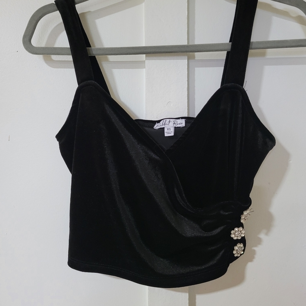 Velvet Black Top with Embellishments